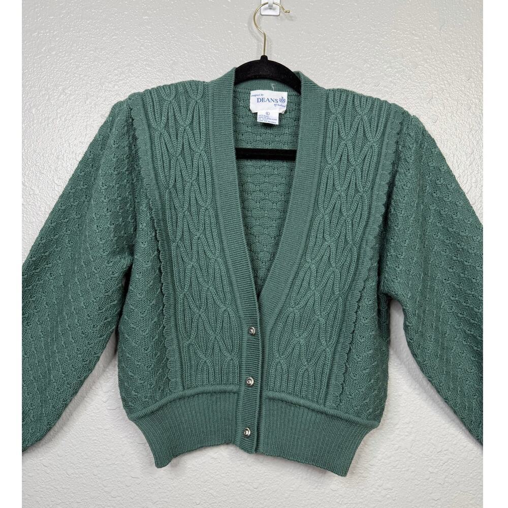 Deans Of Scotland Women’s Green 100% Wool Cardigan / Size-Large - Picture 3 of 11